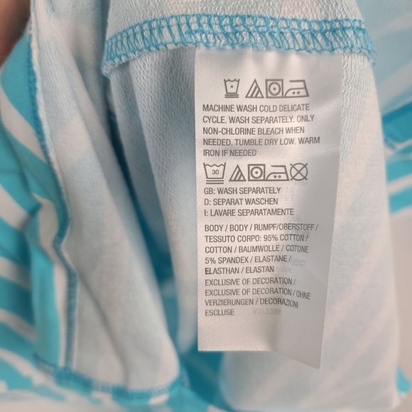 NEW Sport Savvy Aqua Blue Stripe French Terry Dress Pockets Sz L NWT - Picture 5 of 6